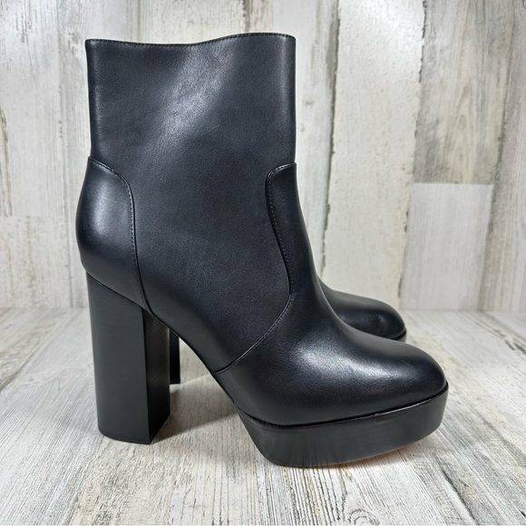 NEW Paige Black Leather Platform Side Zip Ankle Boots Edgy #709 - Picture 10 of 15
